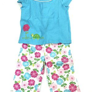 NWT Gymboree Baby Girl Flower Print Capri & Turtle Poppy Flower Tee Size 2T